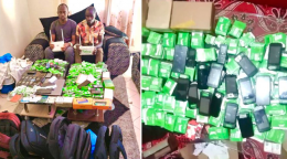 The suspects arrested in Nakuru County with numerous sim cards.
